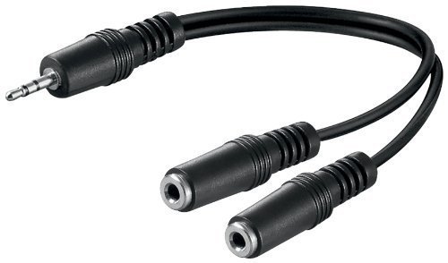 Audio Klinke Y Kabel 3,5mm Klinken-Stecker Stereo an 2 x 3,5 mm Klinken Buchse Stereo Kupplung Adapter mit ca 20cm (5 Stück) von Wentronic