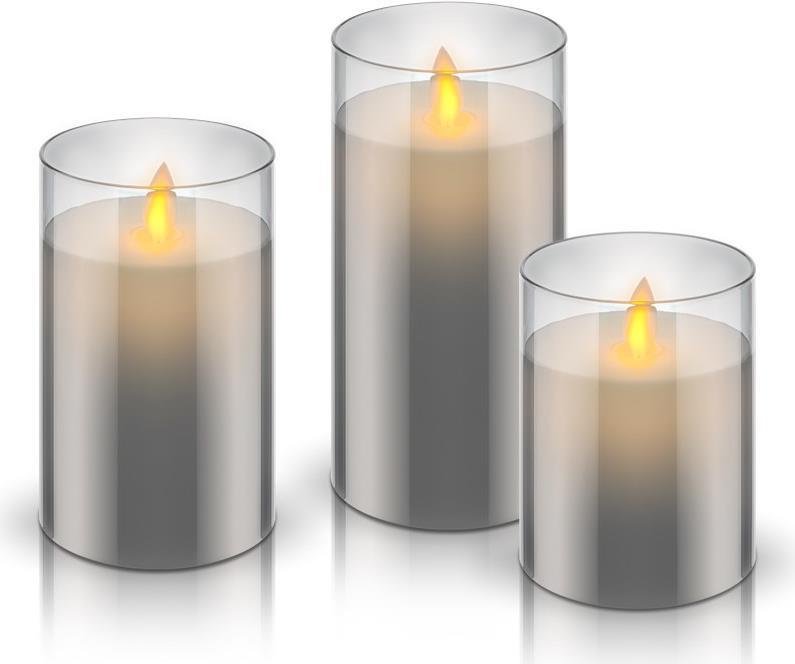 Goobay 3er-Set LED-Echtwachs-Kerzen im Glas (57865) von Wentronic
