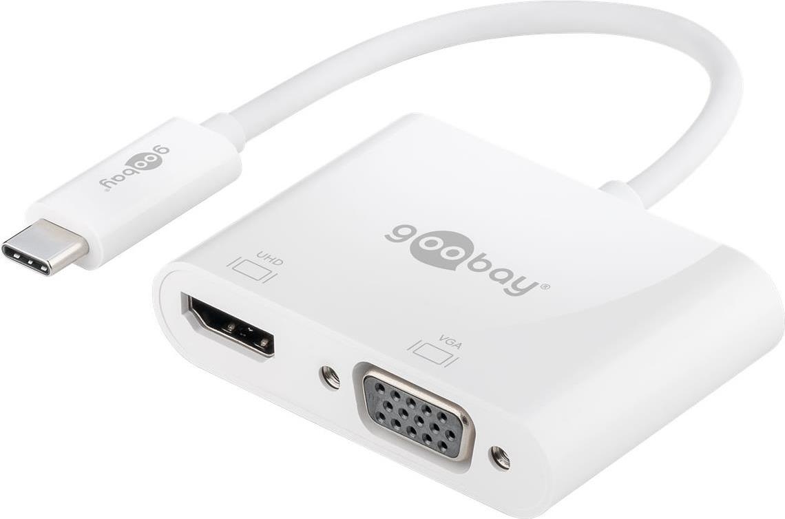 Goobay 52430 Notebook-Dockingstation & Portreplikator Verkabelt & Kabellos USB 3.2 Gen 1 (3.1 Gen 1) Type-A + Type-C Weiß (52430) von Wentronic