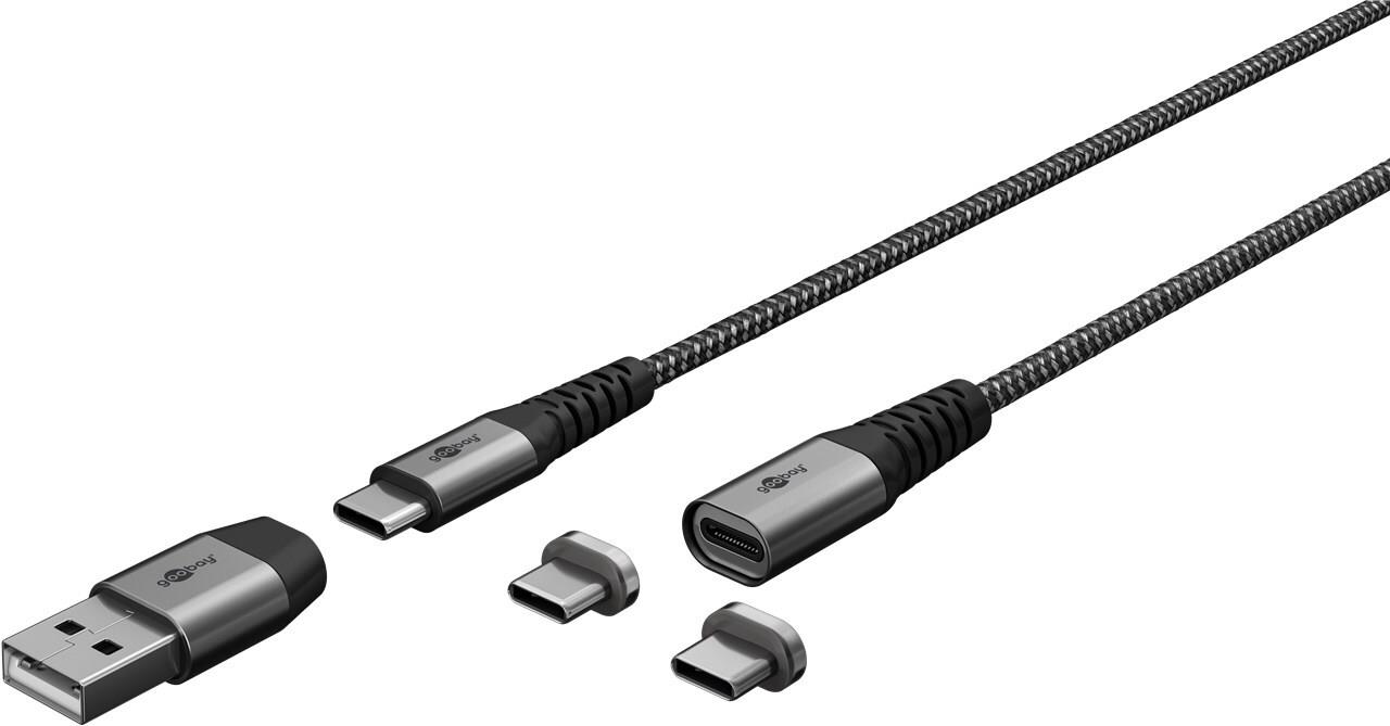 Goobay 65653 USB Kabel 1 m USB C Schwarz - Grau (65653) von Wentronic