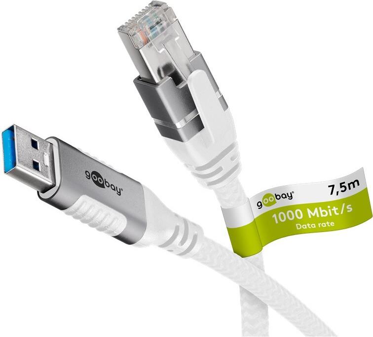 Goobay 74162 - Netzwerkadapter Kabel USB 3.0 Typ A Gigabit Ethernet 7.5 m - Netzwerkkarte - 1.000 Mbps (74162) von Wentronic