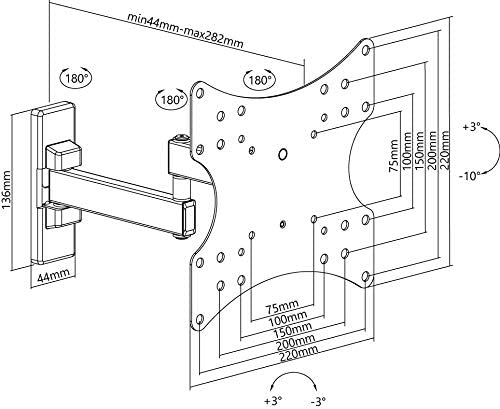 Goobay Basic TV-Wandhalterung Basic FULLMOTION (S), Schwarz - für Fernseher von 58,40cm (23) bis 106,70cm (42) (58-107cm) , vollbewegliches Doppelarmgelenk (schwenkbar und neigbar) bis 15kg (49714) von Wentronic