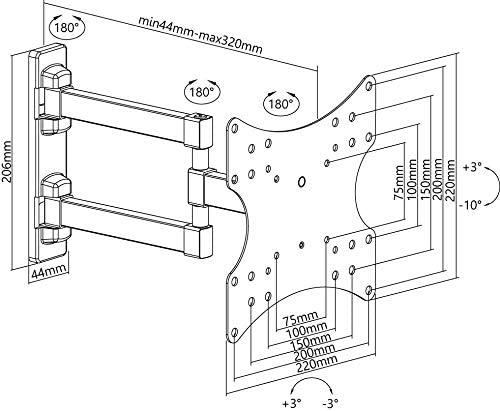 Goobay Basic TV-Wandhalterung Basic FULLMOTION (S), Schwarz - für Fernseher von 58,40cm (23) bis 106,70cm (42) (58-107cm) , vollbewegliches Doppelarmgelenk (schwenkbar und neigbar) bis 20kg (49715) von Wentronic