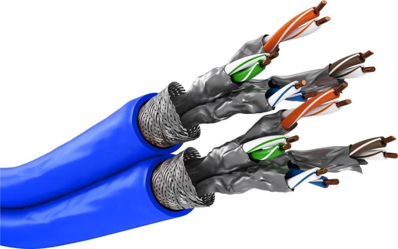 Goobay CAT 7A Duplex-Netzwerkkabel S/FTP PiMF blau - Kupferleiter CU AWG 22/1 (75716) von Wentronic