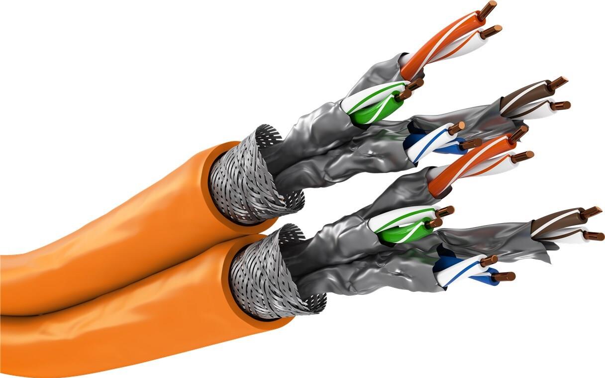 Goobay CAT 7A Duplex-Netzwerkkabel S/FTP PiMF orange - Kupferleiter CU AWG 23/1 (75714) von Wentronic