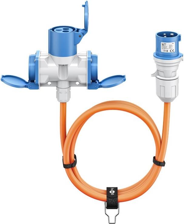 Goobay CEE-Adapterleitung CEE-Stecker auf 1x CEE-Kupplung und 2x Schutzkontakt-Kupplung 1 (76231) von Wentronic