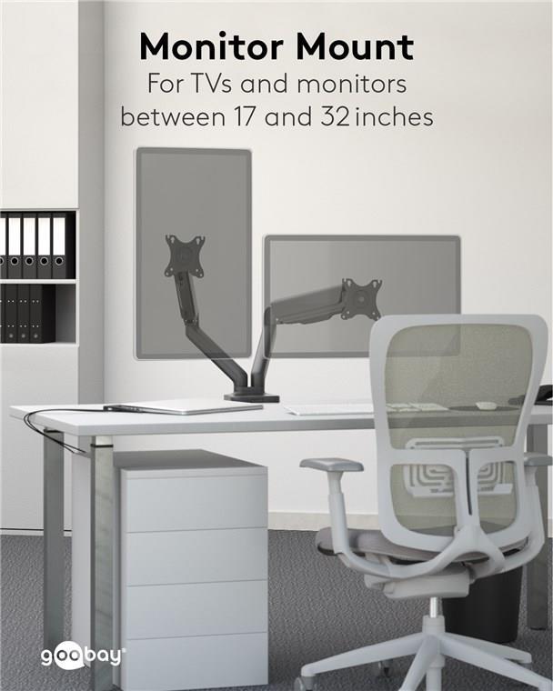 Goobay Doppel-Monitorhalterung mit Gasdruckfeder (58531) von Wentronic