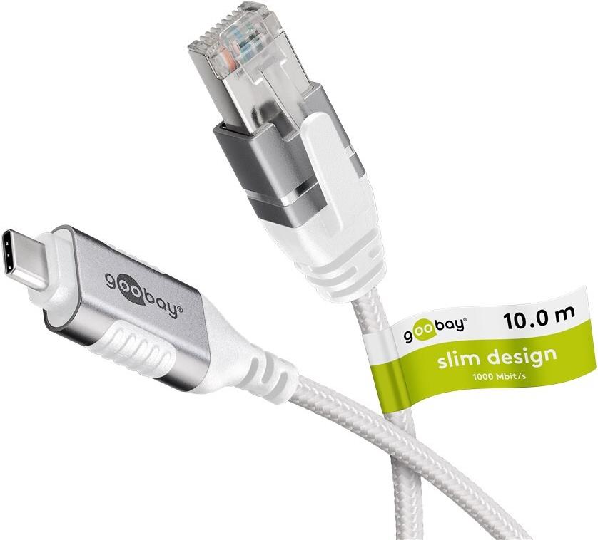 Goobay Ethernet-Kabel USB-C 3.1 auf RJ45 Slim 10 m - verbindet Router Modem oder (74391) von Wentronic