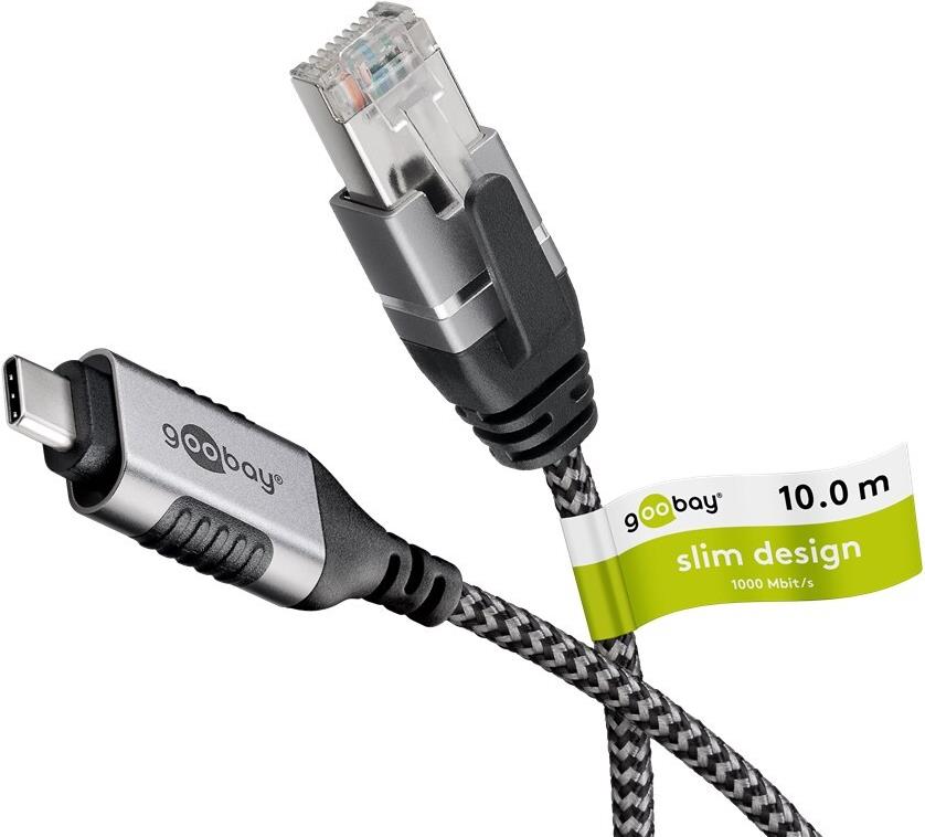 Goobay Ethernet-Kabel USB-C 3.1 auf RJ45 Slim 10 m - verbindet Router Modem oder (74407) von Wentronic