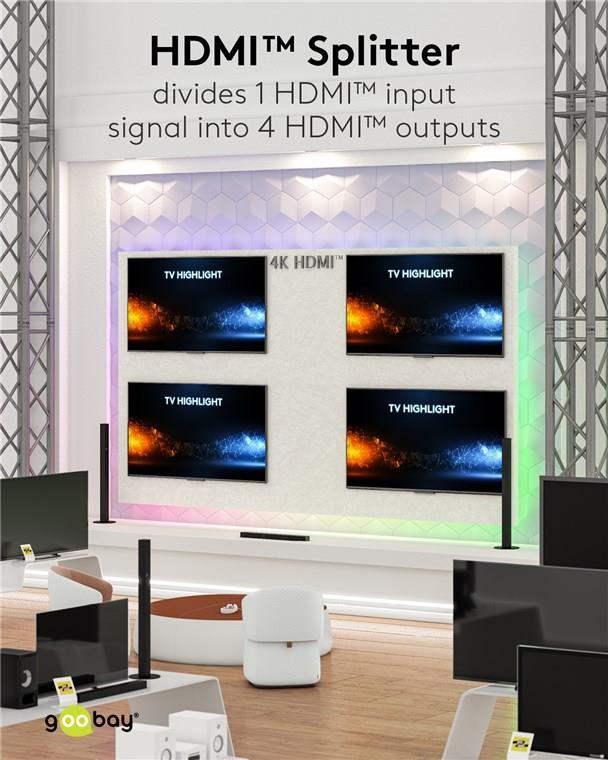 Goobay HDMI-Splitter 1 auf 4 (4K @ 60 Hz) (58483) von Wentronic