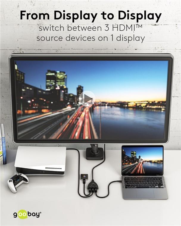 Goobay HDMI-Umschaltbox 3 auf 1 (4K @ 60 Hz) (58488) von Wentronic