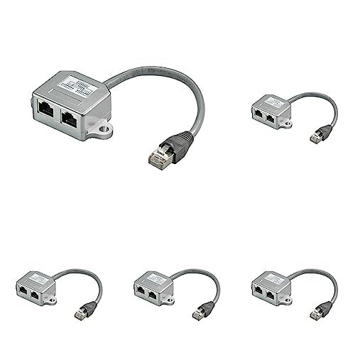 Goobay Netzwerk Adapter (Cat 5 Ethernet und ISDN RJ45 Stecker auf 2X RJ45 Buchse) Silber (Packung mit 5) von Wentronic