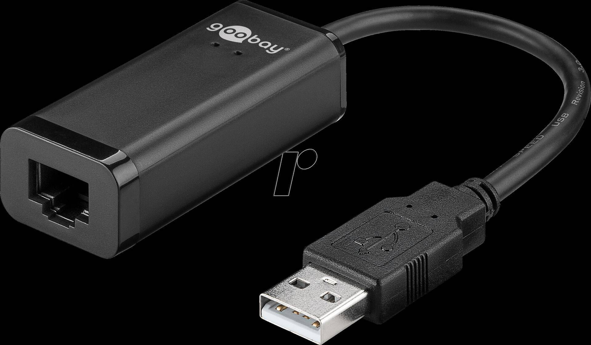 Goobay USB 2.0 Fast Ethernet Netzwerkkonverter, Schwarz, 0.1 m - zum Anschluss eines PC/MAC mit USB-Anschluss an ein Ethernet Netzwerk (38527) von Wentronic