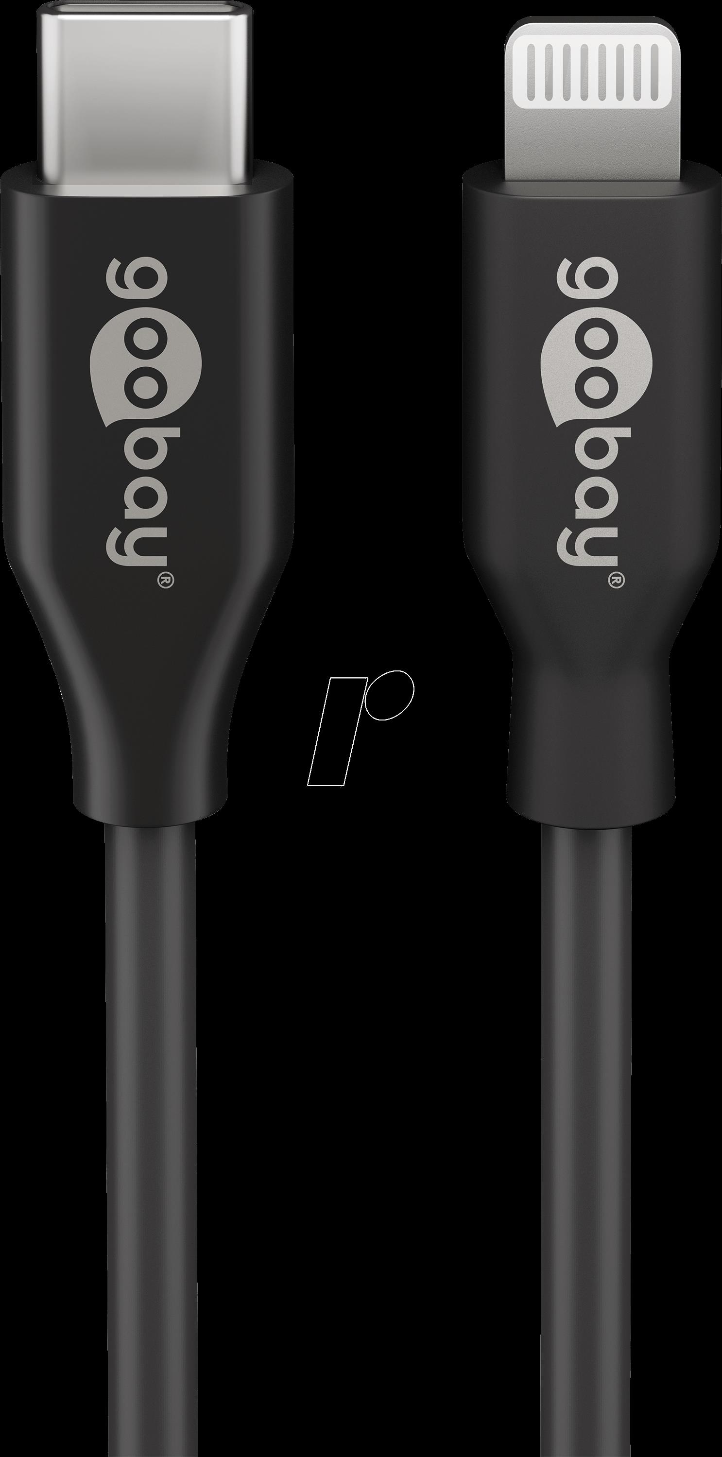 Goobay USB-C Lade- und Synchronisationskabel, 1 m, Schwarz - MFi-Kabel für Apple iPhone/iPad Schwarz (39424) von Wentronic