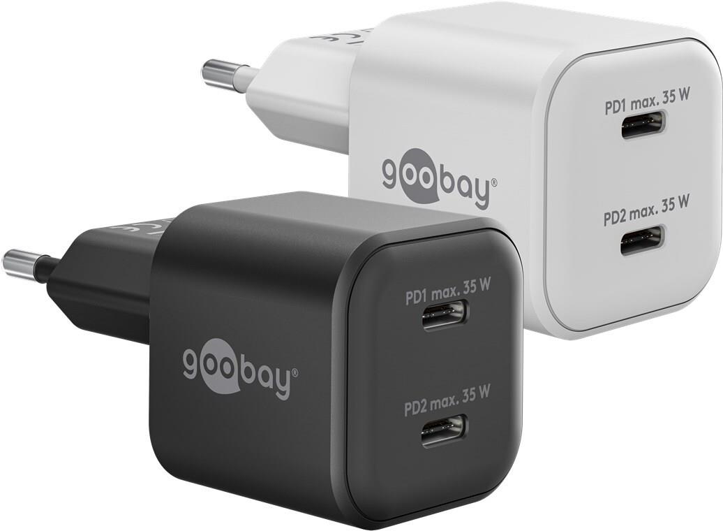 Goobay USB-C PD GaN Dual-Schnellladegerät Nano 35 W weiß - 2x -Anschluss Power (75334) von Wentronic