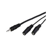 Wentronic Goobay 3,5mm-Klinke-Adapterkabel, Schwarz, 0.2 m - Klinke 3,5 mm-Stecker (3-Pin, Stereo) > 2x Klinke 3,5 mm-Buchse (2-Pin, Mono) (50465) von Wentronic