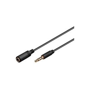 Wentronic Goobay 3,5mm-Klinke-Verlängerungskabel, Schwarz, 1 m - Klinke 3,5 mm-Stecker (4-Pin, Stereo) > Klinke 3,5 mm-Buchse (4-Pin, Stereo) (62477) von Wentronic