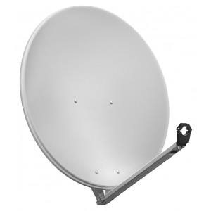 Wentronic Goobay 80 cm Alu-Satellitenspiegel, Hellgrau - für Ein-/Mehrteilnehmer und mit besonders stabilem Feedarm (67334) von Wentronic