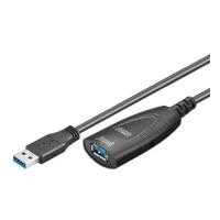 Wentronic Goobay Aktives USB 3.0 Verlängerungskabel, Schwarz, 5 m - USB 3.0-Stecker (Typ A) > USB 3.0-Buchse (Typ A) (95727) von Wentronic