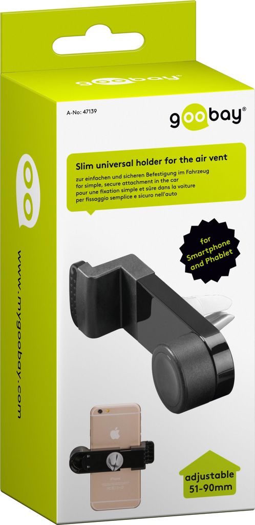 Wentronic Goobay Slim Universalhalter f�r den L�ftungsschacht, Schwarz - zur einfachen und sicheren Befestigung im Fahrzeug (47139) von Wentronic