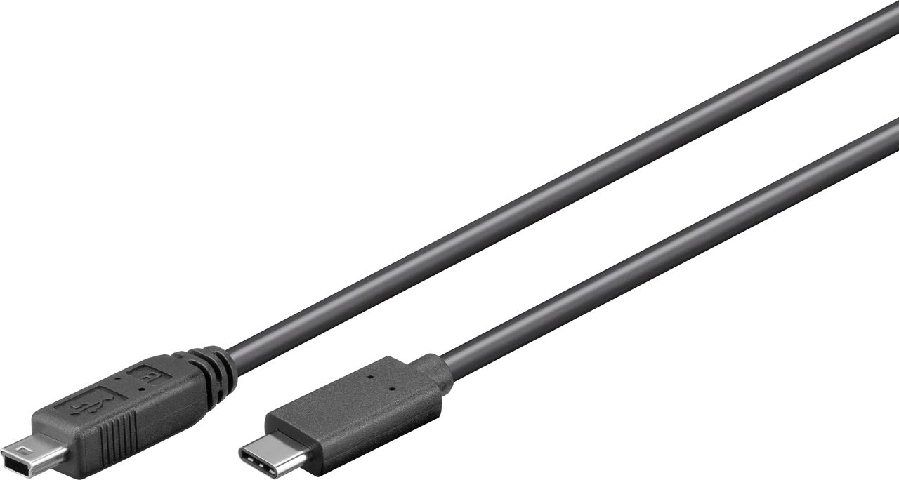Wentronic Goobay USB 2.0 Mini-Stecker (Typ B, 5-Pin) > USB-C Stecker Kabel, Schwarz, 0.5 m - USB 2.0 HighSpeed (67989) von Wentronic