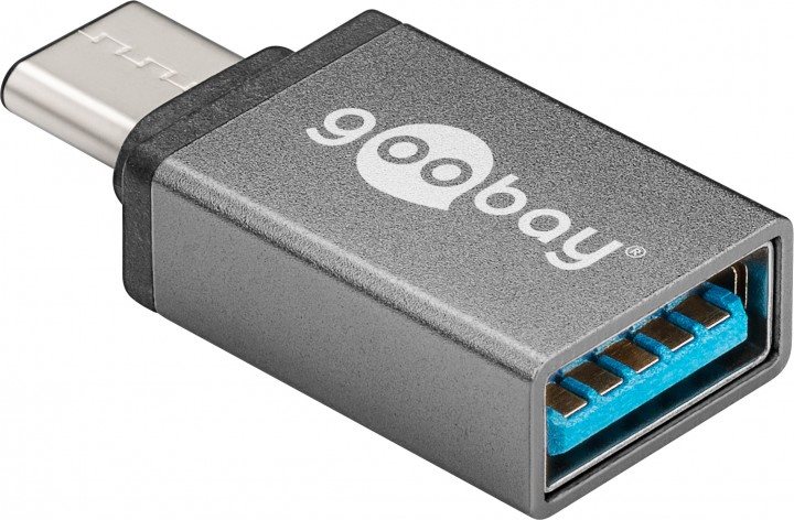Wentronic Goobay USB-C Adapter - USB 3.0 A-Buchse, Grau - zum Anschluss zwischen USB-C und USB-A Geräten (56621) von Wentronic