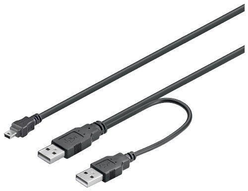 Wentronic USB 2.0 Hi-Speed Dual-Power Kabel; USB MINI-B 5 pin 060 Y-Power 0.6m PL von Wentronic