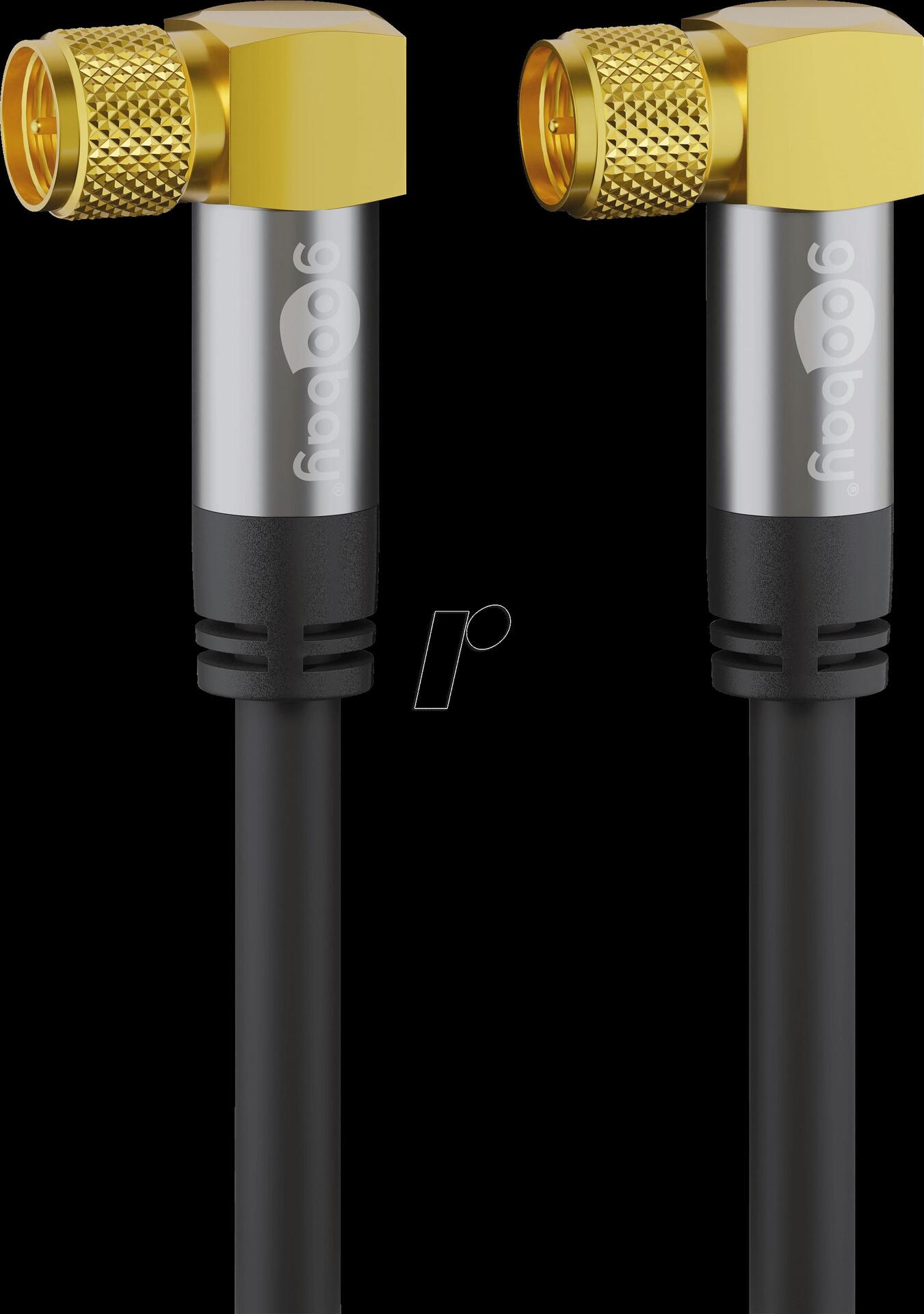 Wentronic goobay - Antennenkabel - F-Stecker (M) gewinkelt bis F-Stecker (M) gewinkelt - 3 m - 4-lagige Abschirmung - 135 dB - Schwarz - robust (70578) von Wentronic