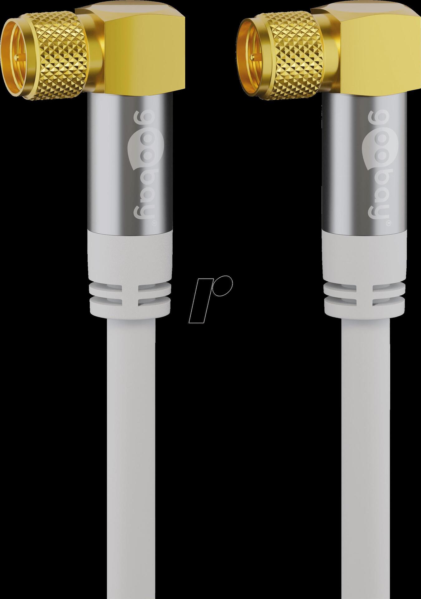 Wentronic goobay - Antennenkabel - F-Stecker (M) gewinkelt bis F-Stecker (M) gewinkelt - 5 m - 4-lagige Abschirmung - 135 dB - weiß - robust (70485) von Wentronic