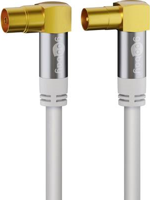 Wentronic goobay - Antennenkabel - IEC-Anschluss (W) gewinkelt bis IEC-Anschluss (M) gewinkelt - 3 m - 4-lagige Abschirmung - 135 dB - weiß - robust (70450) von Wentronic