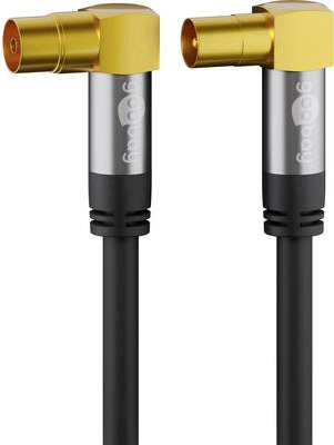 Wentronic goobay - Antennenkabel - IEC-Anschluss (W) gewinkelt bis IEC-Anschluss (M) gewinkelt - 5 m - 4-lagige Abschirmung - 135 dB - Schwarz - robust (70466) von Wentronic
