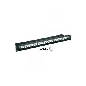 Wentronic goobay - Patch Panel - RJ-45 X 24 - Schwarz - 1U - 48,3 cm (19) - mit 24x CAT 6 UTP jacks (95336) von Wentronic