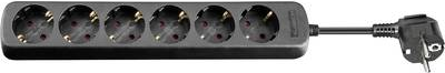Wentronic goobay - Steckdosenleiste - Wechselstrom 230 V - 3680 Watt - Eingabe, Eingang CEE 7/7 - Ausgangsanschlüsse: 6 (CEE 7/4) - 5 m Schnur - Schwarz (38839) von Wentronic