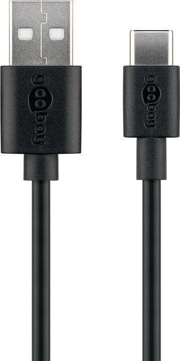 Wentronic goobay - USB-Kabel - USB-C (M) umkehrbar bis USB (M) - USB2.0 3 A - 50cm - Schwarz (59118) von Wentronic