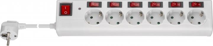Wentronic goobay - Verlängerungsschnur - Wechselstrom 230 V - 3500 Watt - Eingabe, Eingang Typ F - Ausgangsanschlüsse: 6 (6 x Typ F) - 1.5 m - weiß (72568) von Wentronic