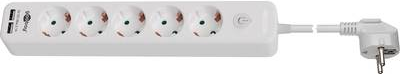 Wentronic goobay - Verlängerungsschnur - Wechselstrom 230 V - 3680 Watt - Eingabe, Eingang CEE 7/7 - Ausgangsanschlüsse: 5 (2 x USB, 5 x Stecker CEE 7/4) - 1,5m - weiß (41265) von Wentronic