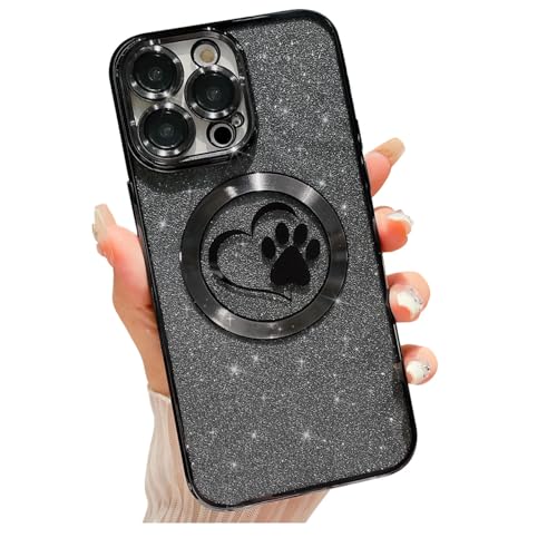 Weonmov Schutzhülle für iPhone 14 Pro Max, glitzernd, klar, Pfoten-Herz, kompatibel mit MagSafe, stark magnetisch, vollständiger Kameralinsenschutz, weich, dünn, niedlich, Schwarz Weonmov Schutzhülle für iPhone 14 Pro Max, glitzernd, klar, Pfoten-Herz, kompatibel mit MagSafe, stark magnetisch, vollständiger Kameralinsenschutz, weich, dünn, niedlich, Schwarz von Weonmov