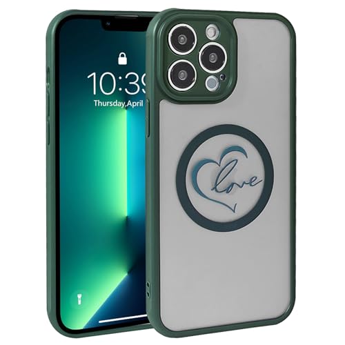 Weonmov Magnetische Schutzhülle für iPhone 13 Pro Max, süßes Herz, Liebe, schlanke, durchscheinende, matte Hartschale, kompatibel mit MagSafe, stoßfeste Kameraschutz-Handyhülle für Frauen und Mädchen von Weonmov