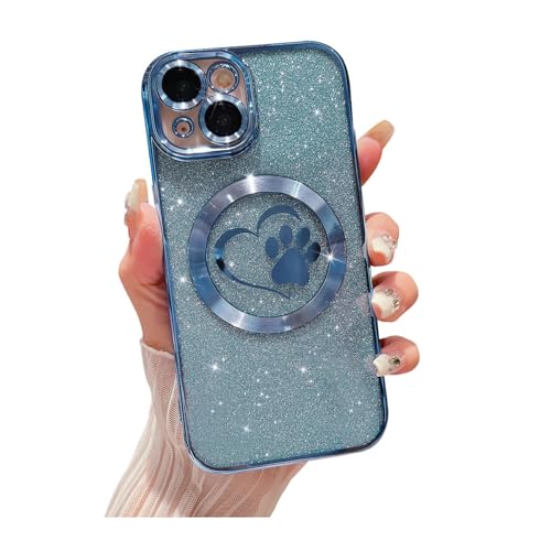 Weonmov Schutzhülle für iPhone 13, glitzernd, klar, Pfoten-Herz, kompatibel mit MagSafe, stark magnetisch, vollständiger Kameralinsenschutz, weich, dünn, niedlich, Hellblau Weonmov Schutzhülle für iPhone 13, glitzernd, klar, Pfoten-Herz, kompatibel mit MagSafe, stark magnetisch, vollständiger Kameralinsenschutz, weich, dünn, niedlich, Hellblau von Weonmov