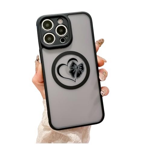 Weonmov Schutzhülle für iPhone 14 Pro Max, kompatibel mit MagSafe, niedliche Herzschleife, schlank, durchscheinend, matt, Hartschale, stoßfest, Kameraschutz, magnetische Handyhülle für Frauen und Weonmov Schutzhülle für iPhone 14 Pro Max, kompatibel mit MagSafe, niedliche Herzschleife, schlank, durchscheinend, matt, Hartschale, stoßfest, Kameraschutz, magnetische Handyhülle für Frauen und von Weonmov