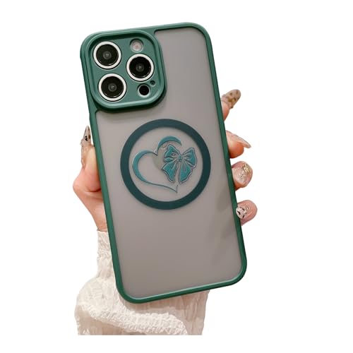 Weonmov Schutzhülle für iPhone 15 Pro Max, kompatibel mit MagSafe, niedliche Herzschleife, schlank, durchscheinend, matt, Hartschale, stoßfest, Kameraschutz, magnetische Handyhülle für Frauen und Weonmov Schutzhülle für iPhone 15 Pro Max, kompatibel mit MagSafe, niedliche Herzschleife, schlank, durchscheinend, matt, Hartschale, stoßfest, Kameraschutz, magnetische Handyhülle für Frauen und von Weonmov