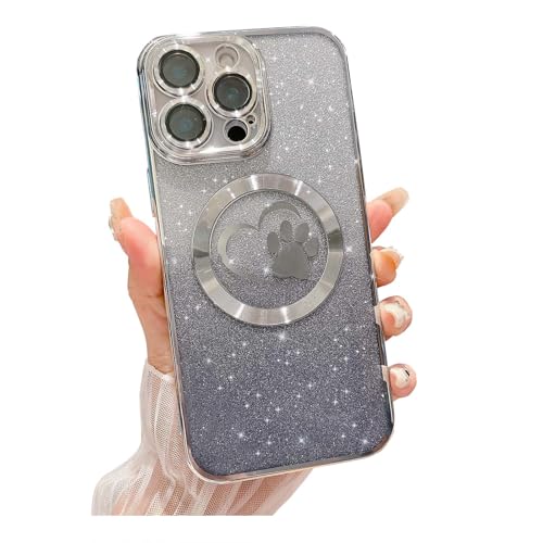 Weonmov Schutzhülle für iPhone 16 Pro, Glitzer, klar, Pfoten-Herz, kompatibel mit MagSafe, vollständiger Kameralinsenschutz, weich, dünn, niedlicher Farbverlauf, Bling magnetische Handyhülle, Silber Weonmov Schutzhülle für iPhone 16 Pro, Glitzer, klar, Pfoten-Herz, kompatibel mit MagSafe, vollständiger Kameralinsenschutz, weich, dünn, niedlicher Farbverlauf, Bling magnetische Handyhülle, Silber von Weonmov