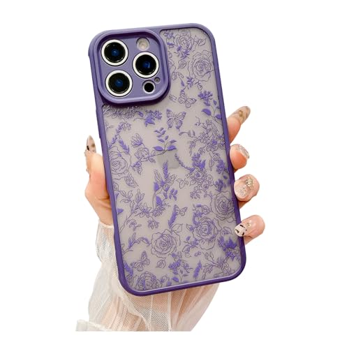 Weonmov Schutzhülle für iPhone 16 Pro Max, Blumen, Schmetterling, schmal, hart, Polycarbonat, mattiert, stoßfest, Fallschutz, durchscheinend, matt, florale Handyhülle für Damen und Mädchen, 17,5 cm Weonmov Schutzhülle für iPhone 16 Pro Max, Blumen, Schmetterling, schmal, hart, Polycarbonat, mattiert, stoßfest, Fallschutz, durchscheinend, matt, florale Handyhülle für Damen und Mädchen, 17,5 cm von Weonmov