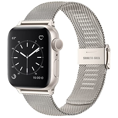 Wepro Ersatzarmband Kompatibel mit Apple Watch Armband 41mm 40mm 38mm für Damen/Herren, Mesh Geschäft Metall Uhrenarmband für Apple Watch SE/SE 2/Ultra/Ultra 2/Series 9 8 7 6 5 4 3 2 1, Polarstern von Wepro