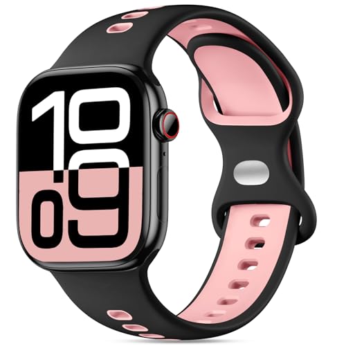 Wepro Sport Armband Kompatibel mit Apple Watch Armband 46mm 45mm 44mm 49mm, Upgraded Silikon Atmungsaktives Ersatzarmbänder für iWatch Series 10 9 8 7 6 5 4 3 SE Ultra, Damen Herren von Wepro