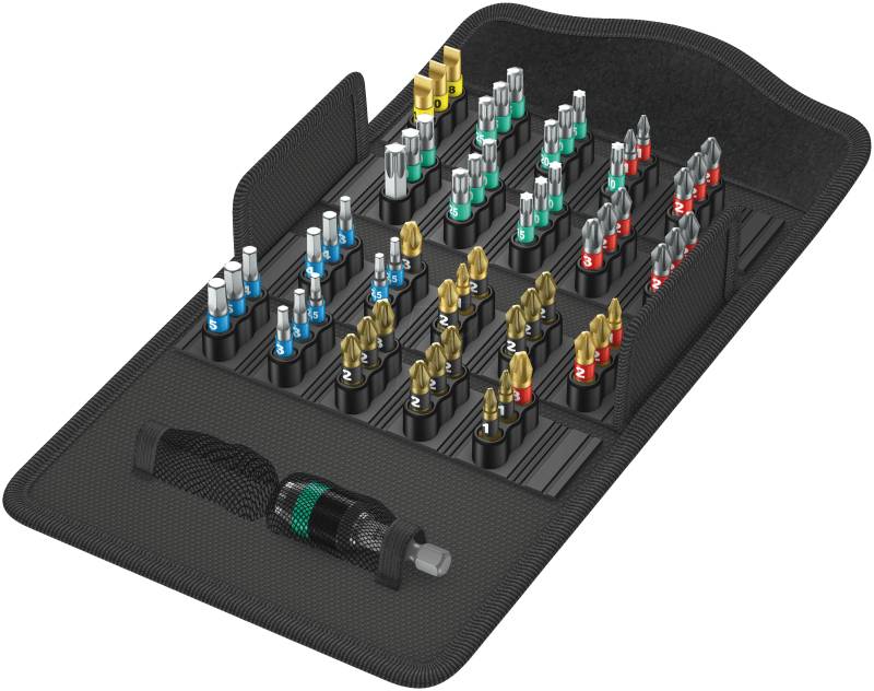 WERA 05057441001 - Bit-Satz Bit-Safe 61 BiTorsion 1, 61-teilig gemischt, Torsion von Wera
