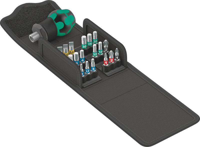 WERA 05057471001 - Bit-Satz Kraftform Kompakt Stubby 1, 19-teilig gemischt von Wera