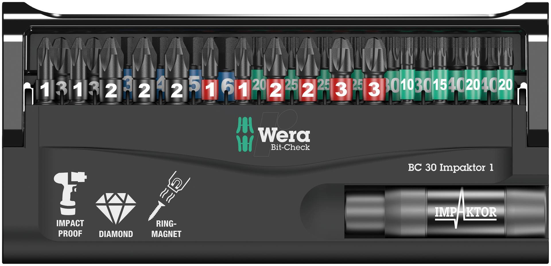 WERA IMP 30 - Bit-Satz Bit-Check Impaktor, 30-teilig gemischt, Torsion von Wera