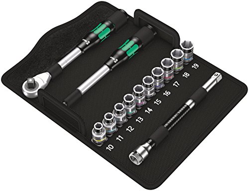 Wera 05004090001 8006 SC 1 Zyklop Hybrid-Knarrensatz, 1/2"-Antrieb, metrisch, 13-teilig, Schwarz, Grün, Stück von Wera