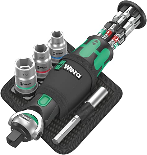 Wera 05004283001 8009 Zyklop Pocket Set Imperial 2, Knarren Satz, 18-teilig, Schwarz-grün von Wera